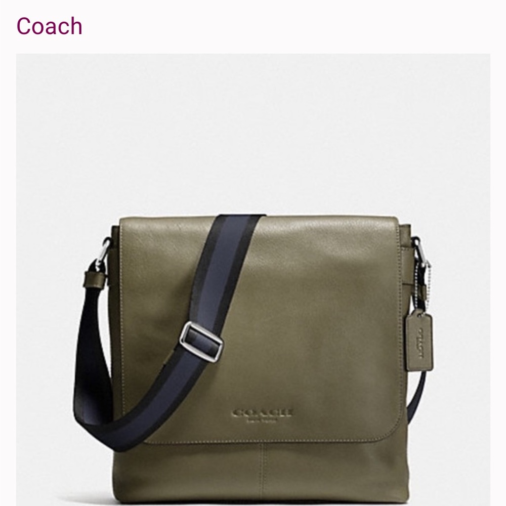 Coach Olive Green Leather Messenger Bag - Picture 13 of 13
